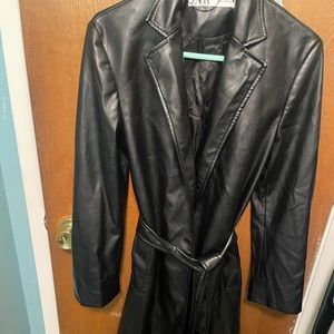 Zara Faux Leather Long/Trench Coat